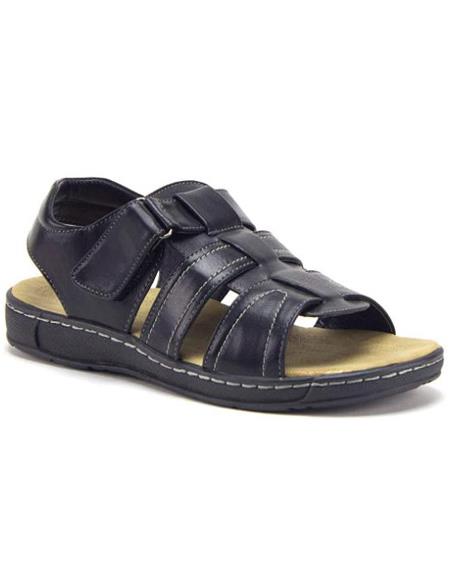 Men's Black Comfortable Open Toe Strappy Sling Back