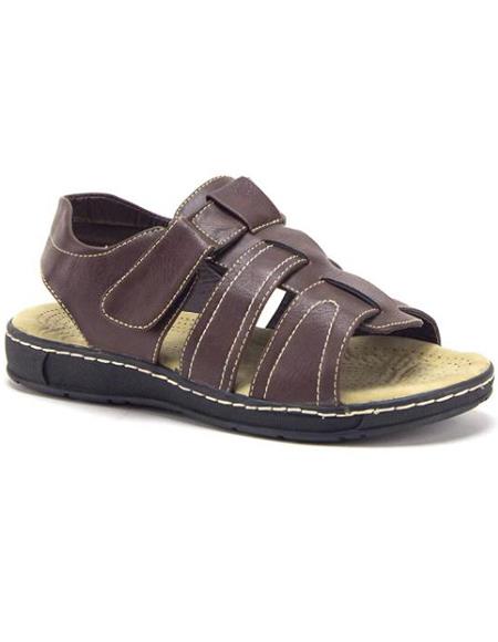 Men's Brown Comfortable Open Toe Strappy Sling Back