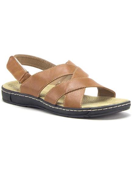 Men's Tan-1 Comfortable Open Toe Strappy Sling Back