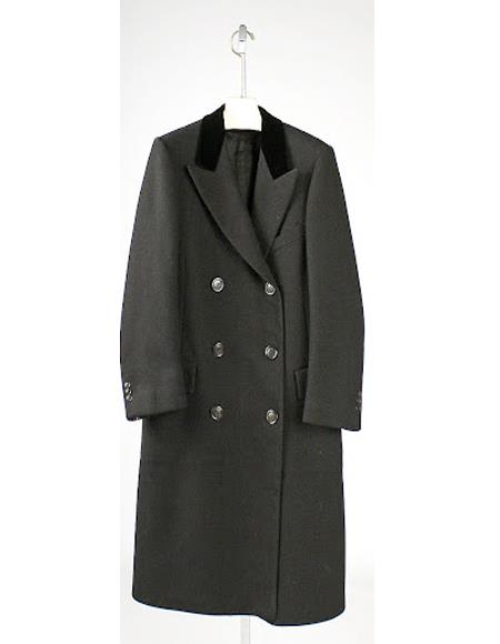 Men's Double Breasted Chesterfield Overcoat Wool And Cashmere