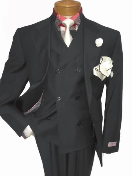 Men's Two Button Single Breasted Notch Lapel Suit Charcoal Grey