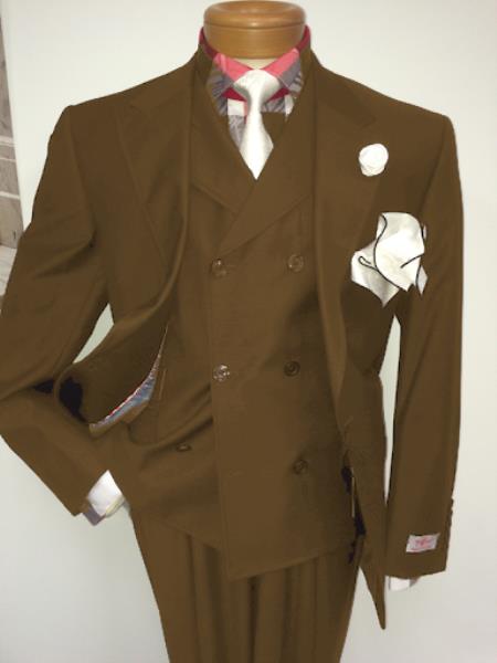 Men's Two Button Single Breasted Notch Lapel Suit Tan