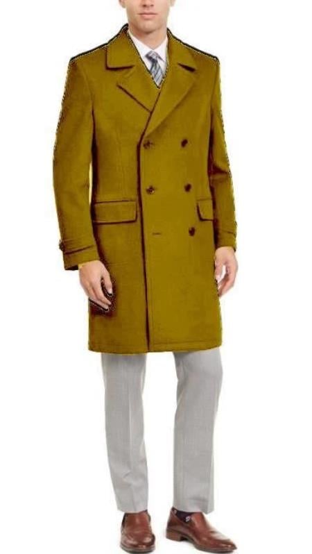 Double Breasted Three Quarter Overcoat - Wool And