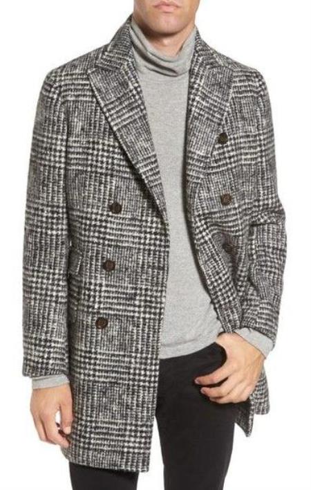 Men's Grey Peacoat - Gray Peacoat