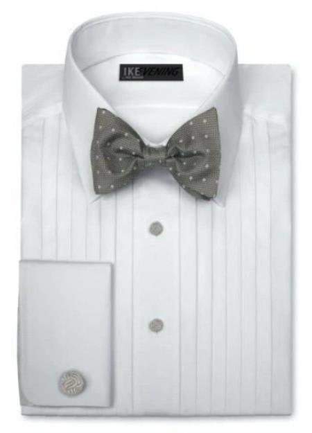 Mens French Cuffs Tuxedo Shirt White