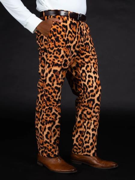 leopard print slim-fit trousers
