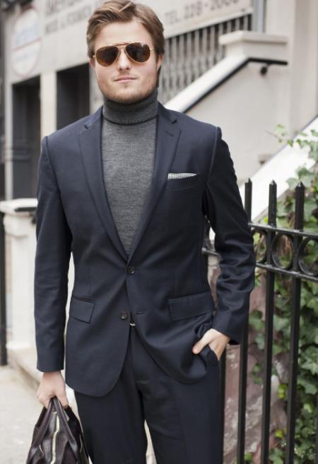 turtleneck sweater mens with suit