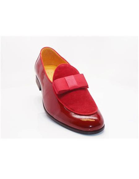 Patent Leather Cap Toe Red Cushioned Insole Slip On Loafers