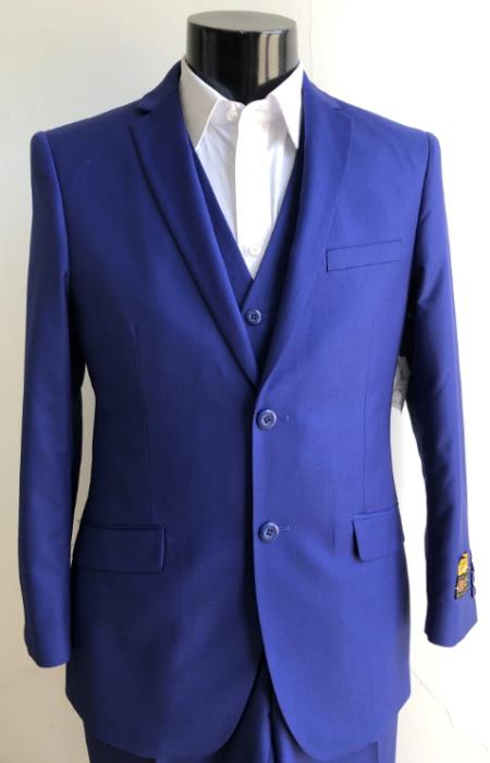 Royal-Blue One Chest Pocket Single Breasted Slim-Fit Suit
