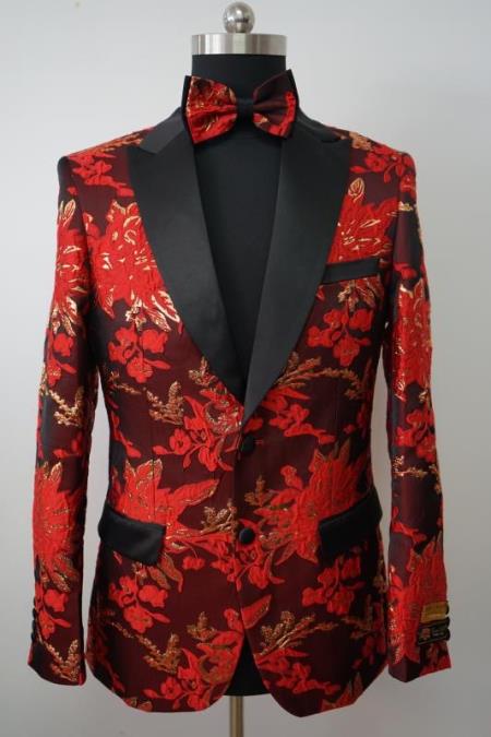Single Breasted Floral Pattern 2-Button Colorful SportCoat