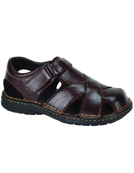 Mens Dress Sandals Mens Solid Pattern Black Closed Toe