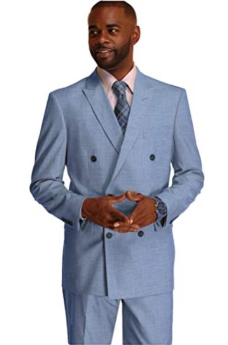Double Breasted Suit Sky Blue Pinstripe