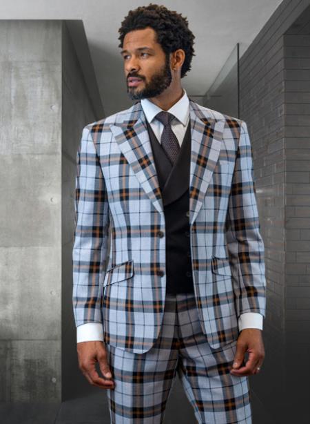 Statement Suit - Plaid Suits - Peak Lapel Suit #4 Windowpane Suit ...