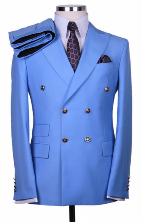 One Chest-Pocket Double Breasted Peak Lapel Sport Coat