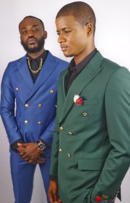 One Chest-Pocket Ticket Pocket Blue Green Suits