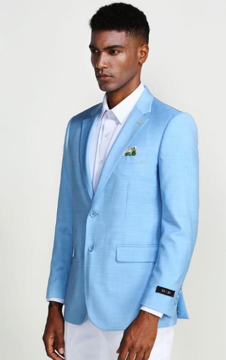 Side-vents Single Breasted Notch Lapel Light Blue Tuxedo