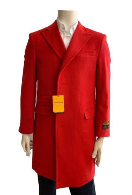 Red Trench Coat - Long Red Coat - Mens Red Peacoat - Mens Red Overcoat - Fabric