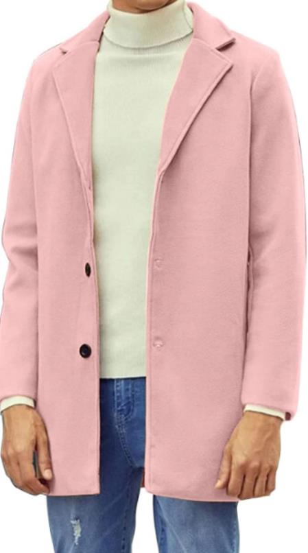 Mens Pink Overcoat - Topcoat