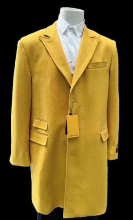 Mens Gold - Yellow Fashion Overcoat - Gold - Yellow Carcoat