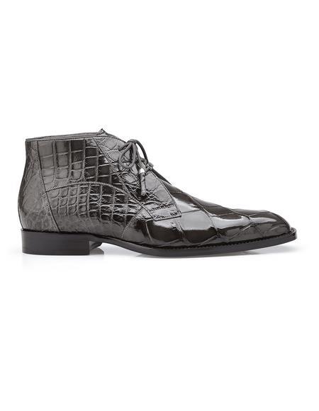 Mens Crocodile Skin Boots - Gray