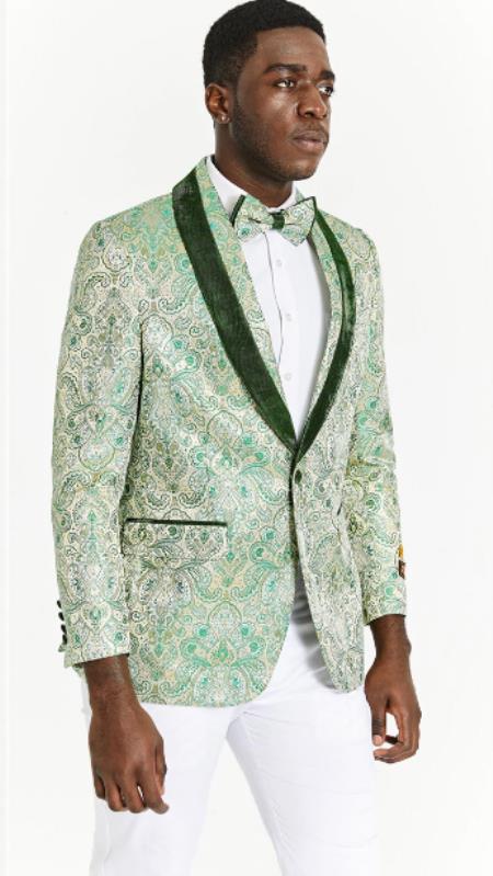 Floral Paisley Pattern Single Breasted One-Button Tuxedo