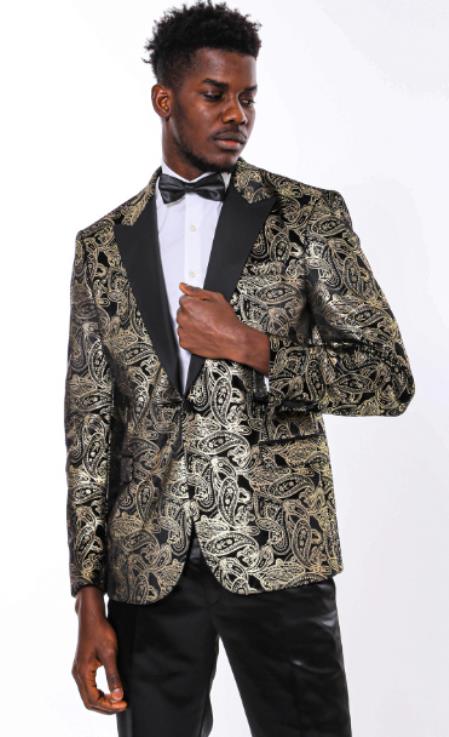 Prom Tuxedo Suits - Wedding Suits - Gold Tuxedo Jacket + Pan