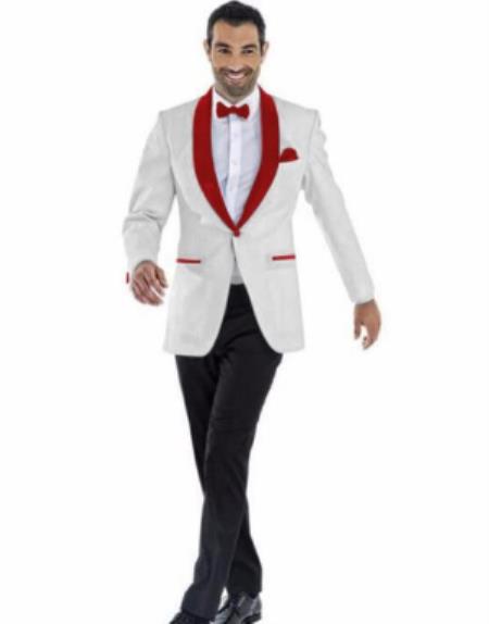 Mens Prom Blazer - Off White ~ Maroon Blazer For Homecoming