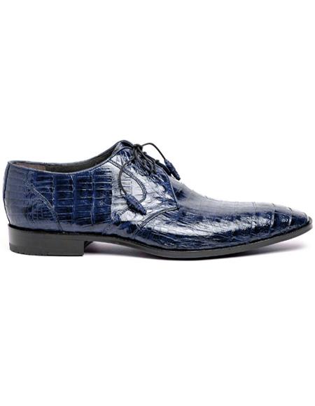 Los Altos Caiman Belly Derby Shoes Faded Navy