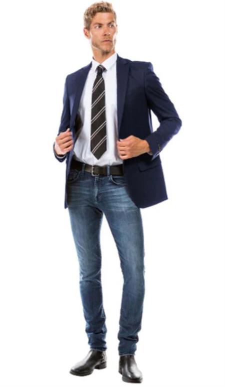 Mens Navy Modern Fit Suits Jacket