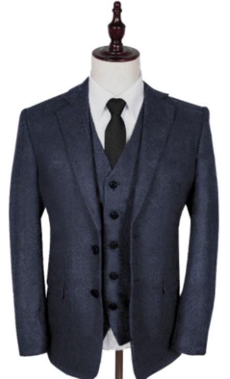 Mens Winter Suit - Suit For Cold Weather - Winter Color Tweed Herringbone Grey Suit