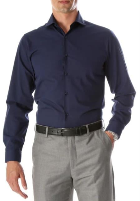 Mens Slim Fit Cotton Shirt - Navy