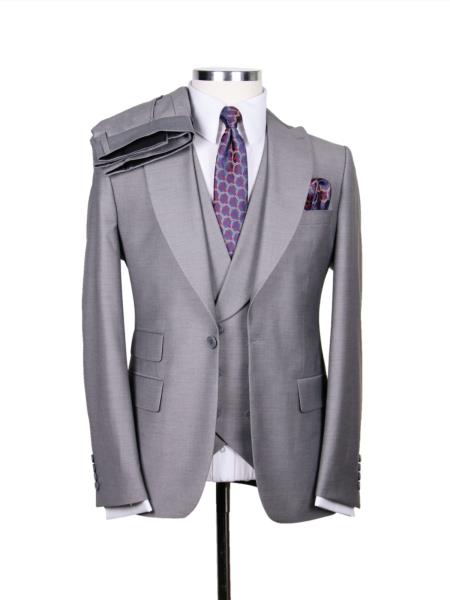 SKU#JA59366 Big Lapel - Wide Lapel - Tom Ford Style Suit