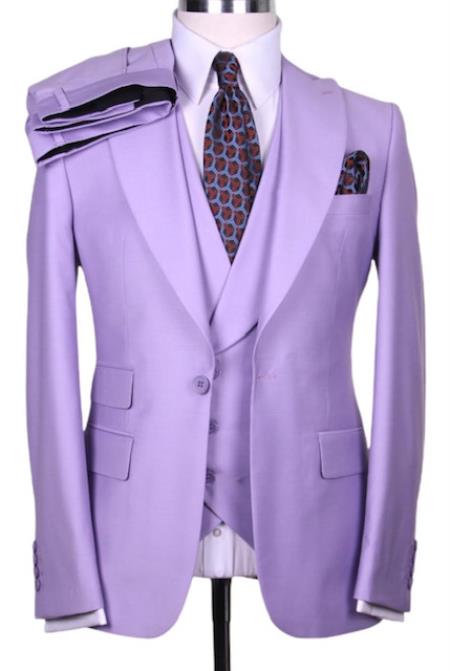 SKU#JA59380 Big Lapel - Wide Lapel - Tom Ford Style Suit