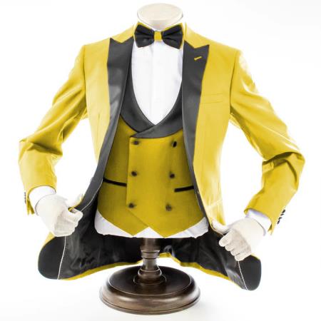 Yellow 3-Piece Slim-Fit Tuxedo + Black Pants