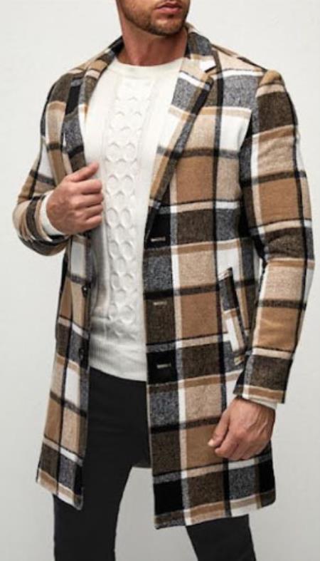 mens checked overcoat