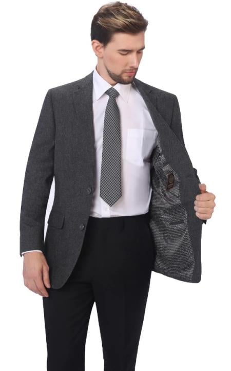 Mens Casual 2 Buttons Classic Fit Jacket Charcoal