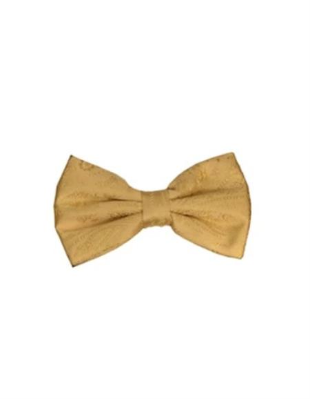 Mens Formal - Wedding Bowtie - Prom Gold Paisley Bowtie