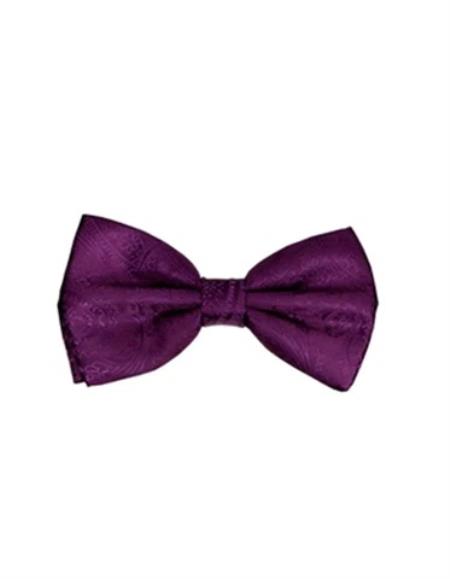 Mens Formal - Wedding Bowtie - Prom Eggplant Paisley Bowtie