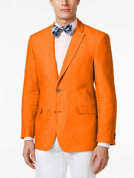 Mens Linen Blazer - Orange Linen Sport Coat - Summer Blazer