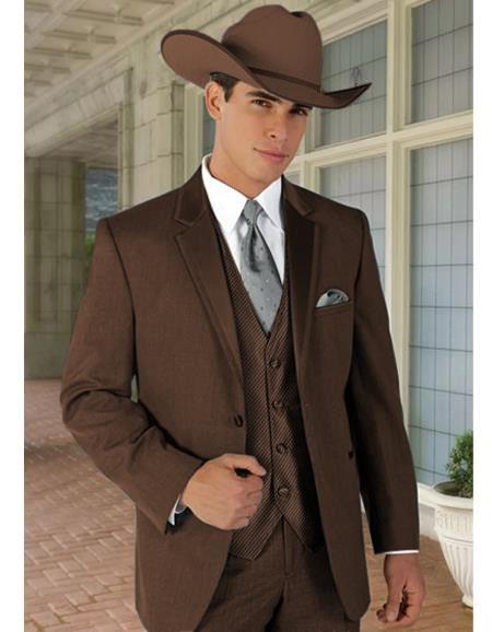 Mens Western Style Suits - Brown Cowboy Suit - Country Wedding Suits