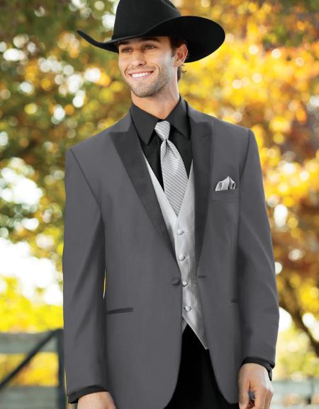 Mens Western Style Suits - Light Grey Cowboy Suit - Country