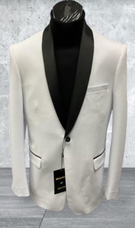 Mens Big and Tall Blazer - White Plus Size Tuxedo Jacket