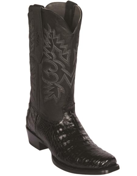 Black Caiman Belly 7-Toe Mens Western Boot