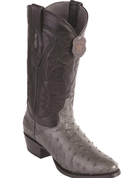 R Toe Cowboy Boots - Round Toe Cowboy Boots - Los Altos Mens Full Quill Ostrich Round Toe Western Bo