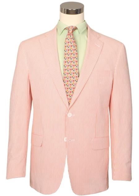 Seersucker Blazer - Orange Seersucker Sport Coat