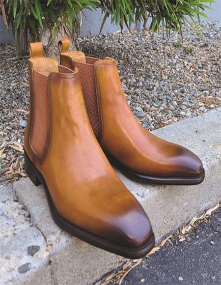 Calfskin Leather Chelsea Boot Cognac