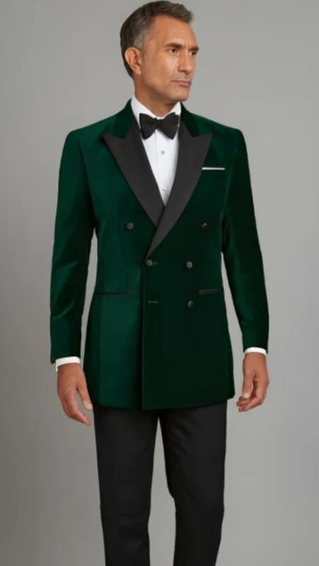 Mens Double Breasted Green Velvet Tuxedo Jacket