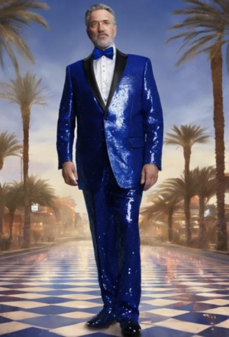 Mens Sequin Suit - Royal Tuxedo - Party Suits - Stage Suit