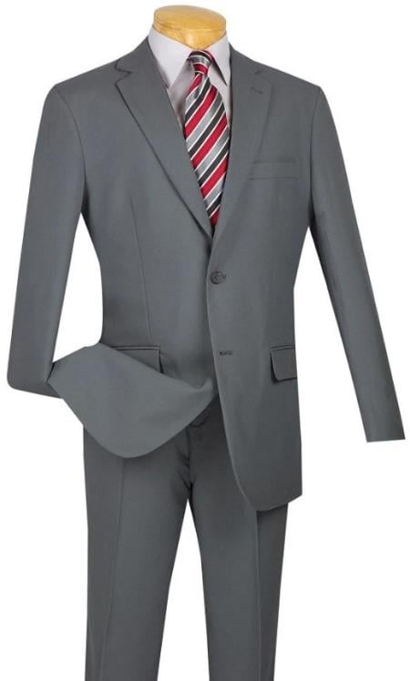 Designer Suit - Mens Suit Modern Fit 2 Button Notch Side Vented in Gray