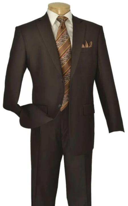 Designer Suit - Mens Suit Modern Fit 2 Button Notch Side Vented in Brown